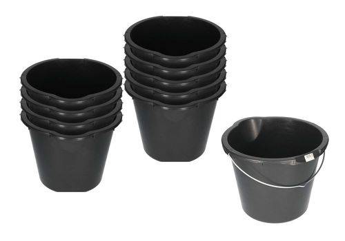 Kunststoff-Eimer aus recyceltem Polyethylen, 12 Liter, schwarz, VE = 10 Stück-0