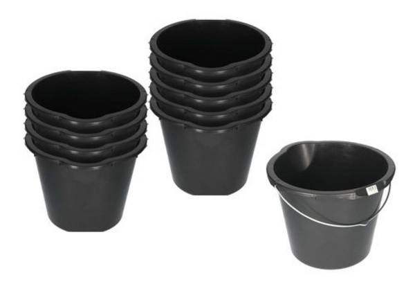 Kunststoff-Eimer aus recyceltem Polyethylen, 12 Liter, schwarz, VE = 10 Stück