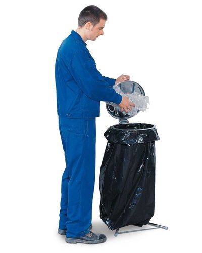 Stand-Abfallsackhalter aus Stahl, verzinkt, mit Kunststoffdeckel-1