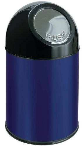 Push-Abfallbehälter aus Stahl, mit Innenbehälter, 40 Liter Volumen, blau-0
