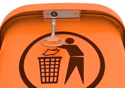Abfallkorb aus Polyethylen (PE), zur Wandmontage, 50 Liter Volumen, orange-1