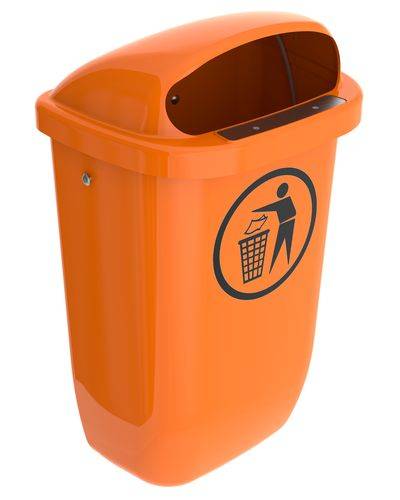 Abfallkorb aus Polyethylen (PE), zur Wandmontage, 50 Liter Volumen, orange-0