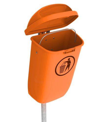 Abfallkorb aus Polyethylen (PE), zur Wandmontage, 50 Liter Volumen, orange-3