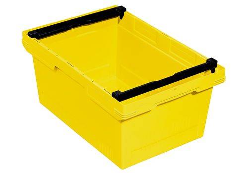 Mehrweg-Stapelbehälter classic-line D, Stapelbügel, nestbar, 600 x 400 x 273 mm, gelb, VE = 3 St.-0