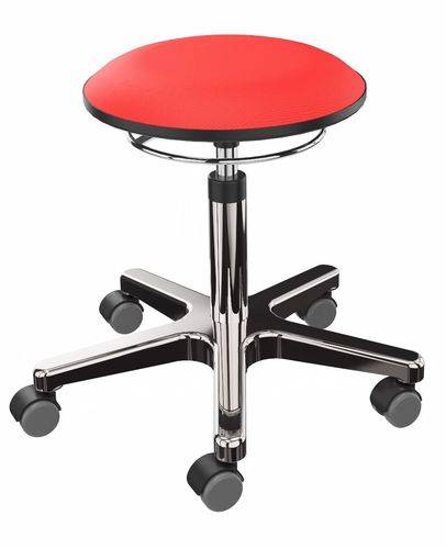 Arbeitshocker Bezugsstoff rot, Aluminium-Fußkreuz-0