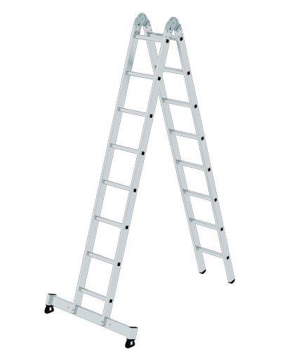Klappleiter aus Aluminium, mit nivello®-Traverse, rutschsichere Leiterschuhe, 2 x 8 Sprossen-0