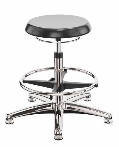 Arbeitshocker PU, Aluminium-Fußkreuz, Bodengleiter, Fußring-0