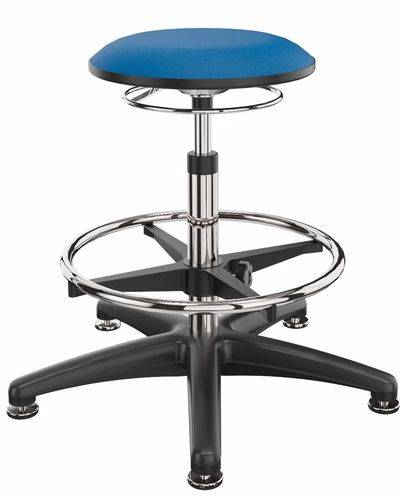 Arbeitshocker, Bezugsstoff blau, Bodengleiter, Fußring-0