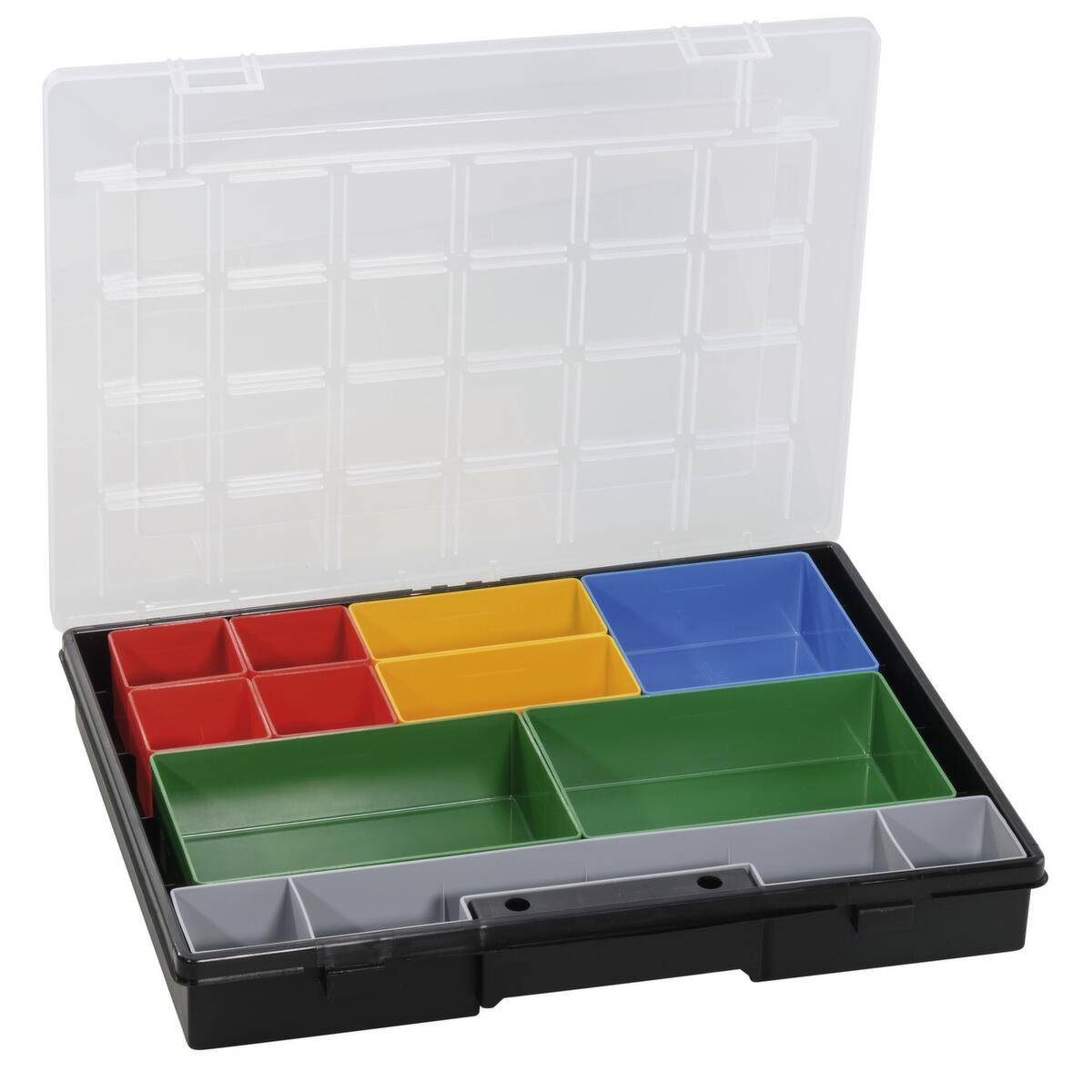 Kleinteilekasten,HxBxT 55x370x295mm,9 Kästen,PP,Koffer schwarz-0