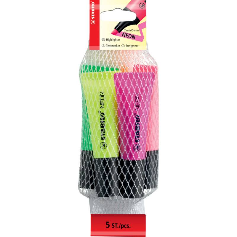 STABILO Textmarker NEON, im 5er Netz-0