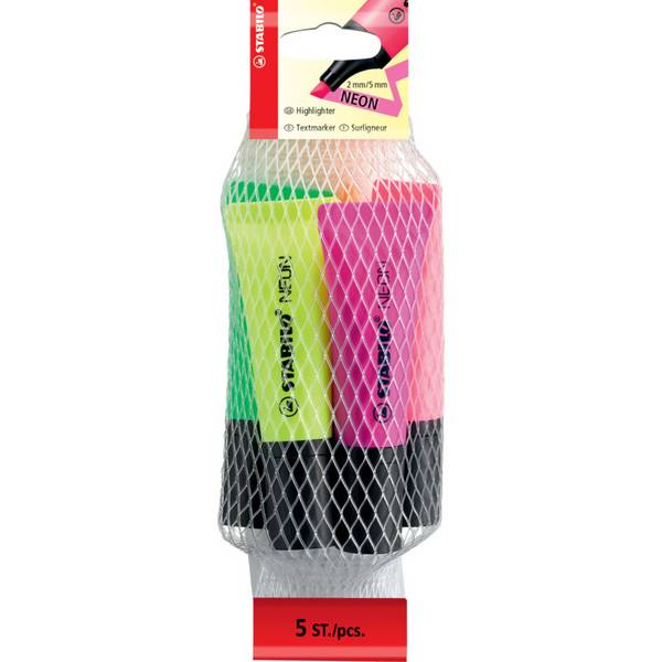 STABILO Textmarker NEON, im 5er Netz