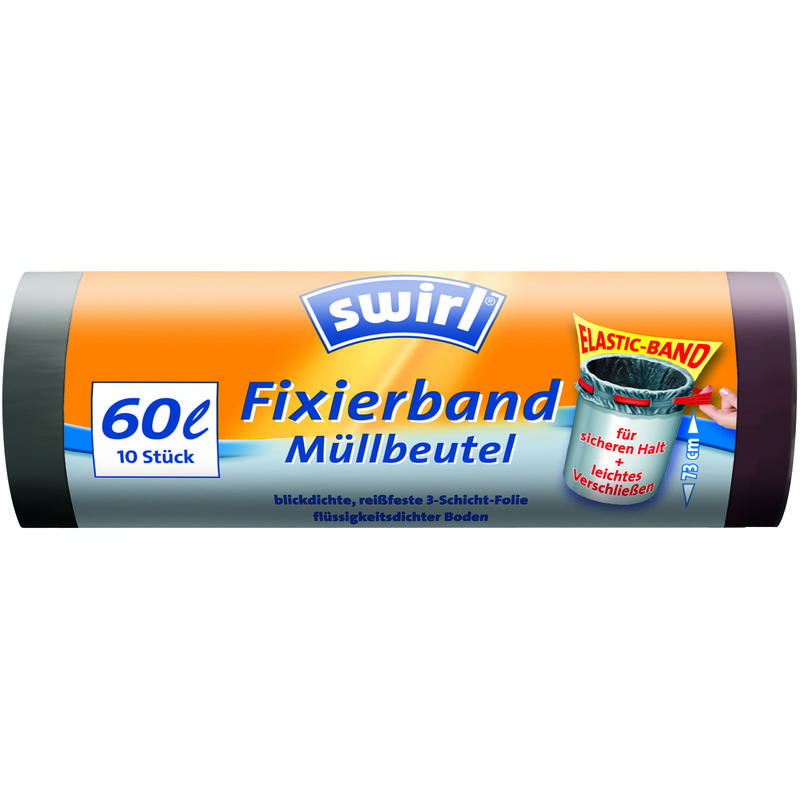 swirl Mülleimerbeutel, mit Fixierband, schwarz, 60 Liter-0