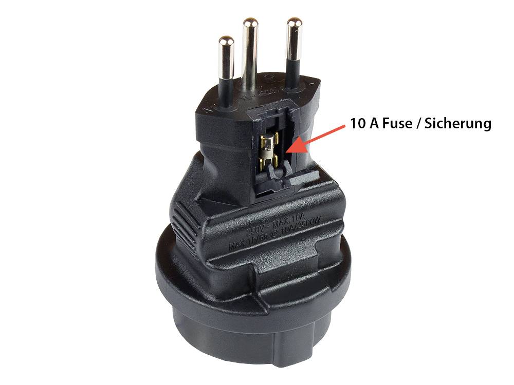 Good Connections® Stromadapter Schweiz Netz-Stecker (SEV1011, gerade) an Schutzkontakt-Buchse Typ F, SEV, schwarz, Goo-1