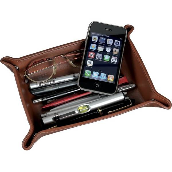 Utensilienschale 16x10x4cm Leder cognac