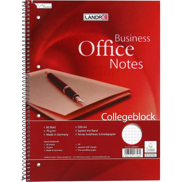 herlitz Collegeblock Business Office Notes, DIN A4, kariert
