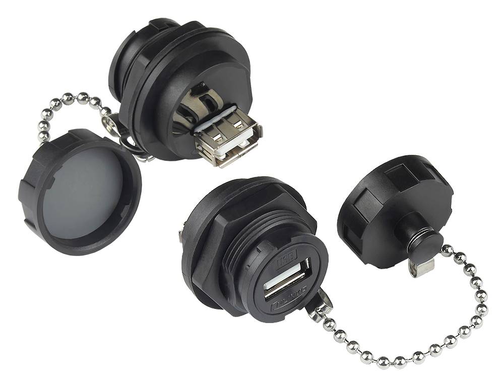 Industrie-Steckverbinder S4 - USB 2.0 Durchführungskupplung, Buchse A beidseitig, schwarz-0