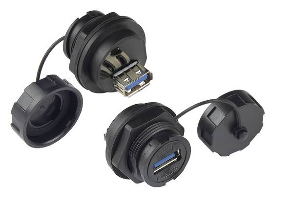 Industrie-Steckverbinder S4 - USB 3.0 Durchführungskupplung, Buchse A beidseitig, schwarz