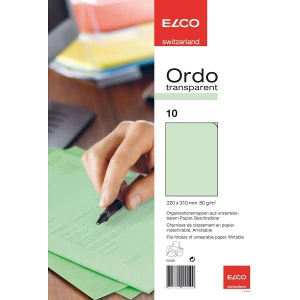 Organisationsmappe Ordo transparent Papier A4 220x310 mm grün VE=10 Stück