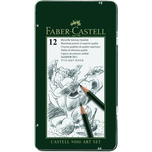 Bleistift Castell 9000 Härtegrade sortiert 12 Stück im Metalletui-0