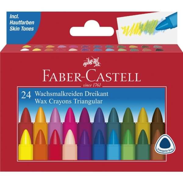 Wachsmalstift Dreikant sortiert Etui VE=24 Stück