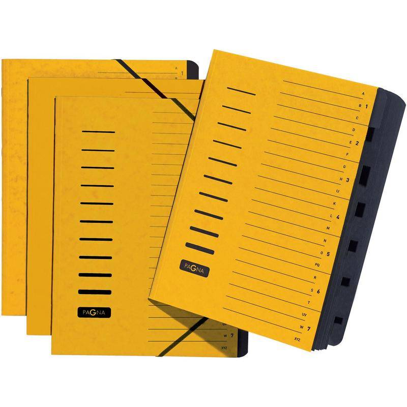 PAGNA Ordnungsmappe, DIN A4, aus Karton, 7 Fächer, gelb-0