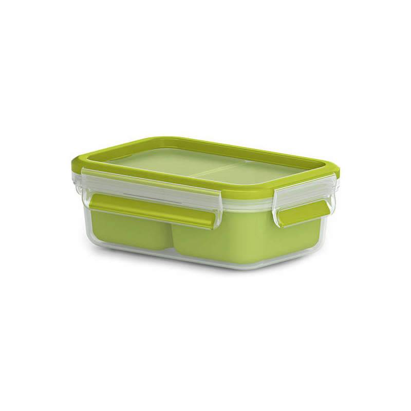 EMSA CLIP & GO Snackbox 0,55 L mit 2 Einsätzen, 0,55 l, Transparent, Polypropylen (PP),-0