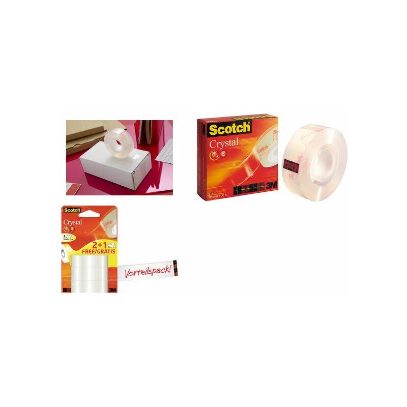 Scotch Klebefilm Crystal Clear 600, 19 mm x 15 m, 2+1-0