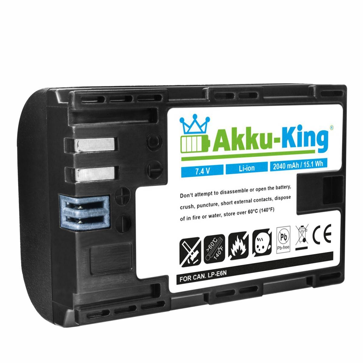 Akku kompatibel mit Canon LP-E6N - Li-Ion 2040mAh - mit Infochip - für EOS 5D Mark II, III, IV, 5DS, 5DS R, 6D, 6D Mark -0