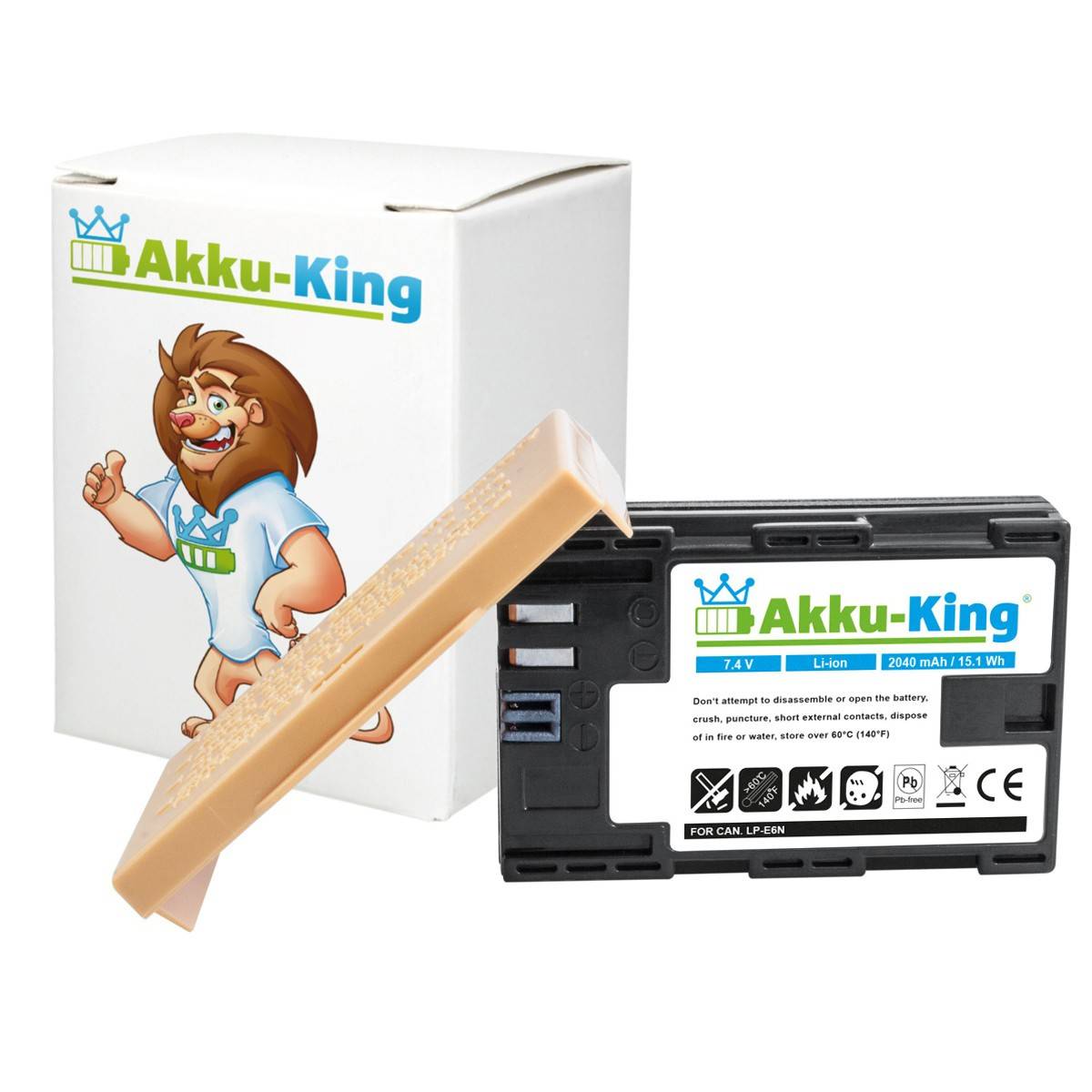 Akku kompatibel mit Canon LP-E6N - Li-Ion 2040mAh - mit Infochip - für EOS 5D Mark II, III, IV, 5DS, 5DS R, 6D, 6D Mark -4