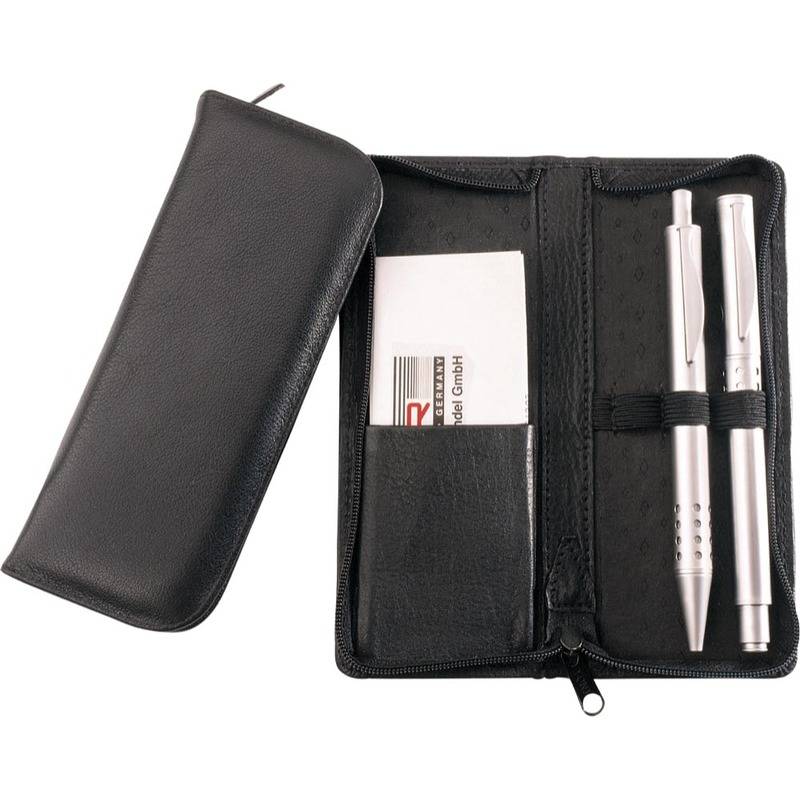 Stifteetui 15x6,5cm Leder schwarz-0