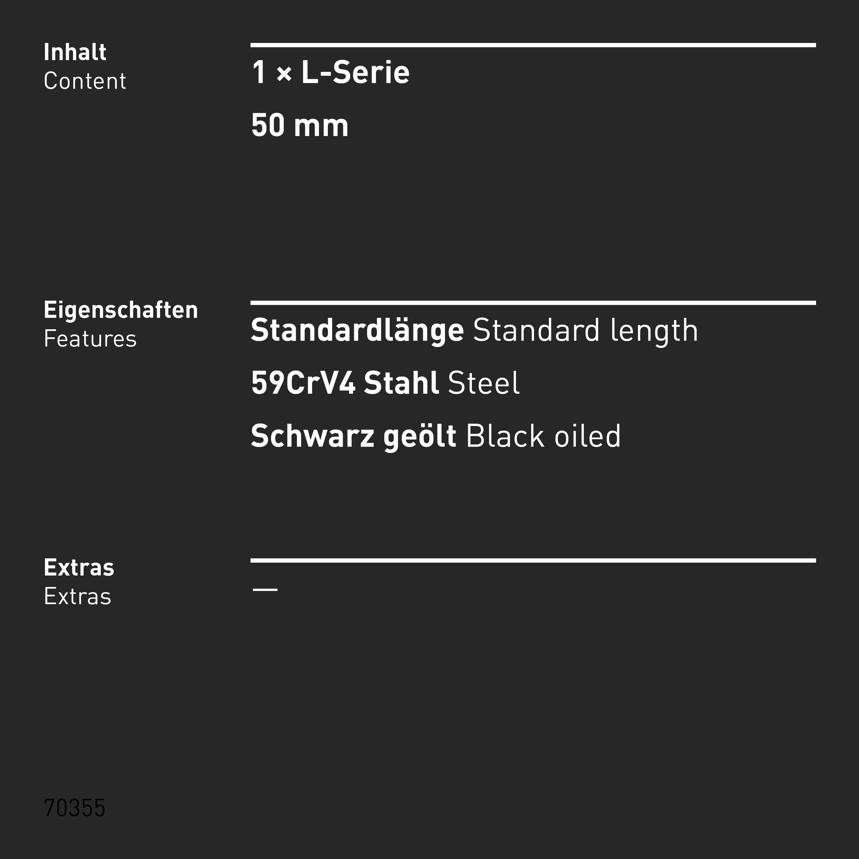 INBUS® Innen-Sechskant Winkelschraubendreher 50 mm Ausführung kurz/ISO 2936, schwarz geölt | Made in Germany-3