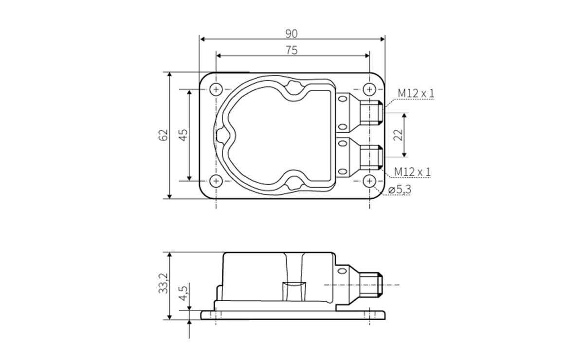 Neigungssensor 2 Achsen +/-180° - ± 180° - Kontakte vergoldet,4-Polig,2 x M12 - AW001 - autosen-1