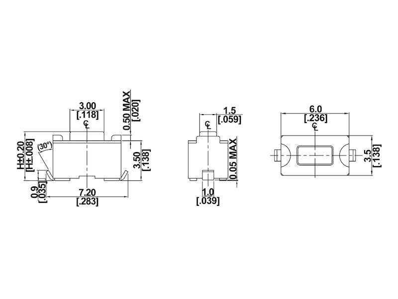 DIPTRONICS Leiterplattentaster SMD liegend Schließer 3,5 x 6 x 4,3 mm 1 polig schwarz / braun-2