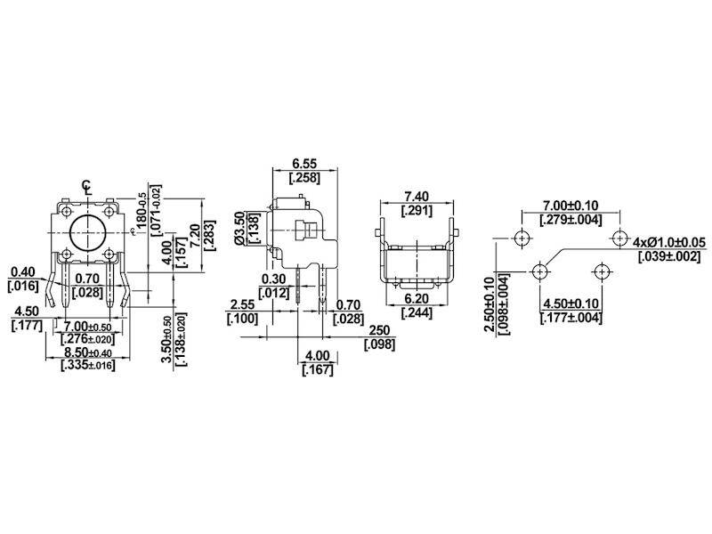 DIPTRONICS Leiterplattentaster Snap-In print stehend Schließer 6 x 6 x 5 mm 1 polig schwarz-2