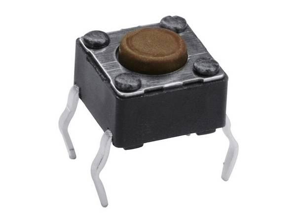 DIPTRONICS Leiterplattentaster Snap-In print stehend Schließer 6 x 6 x 4,3 mm 1 polig schwarz / braun