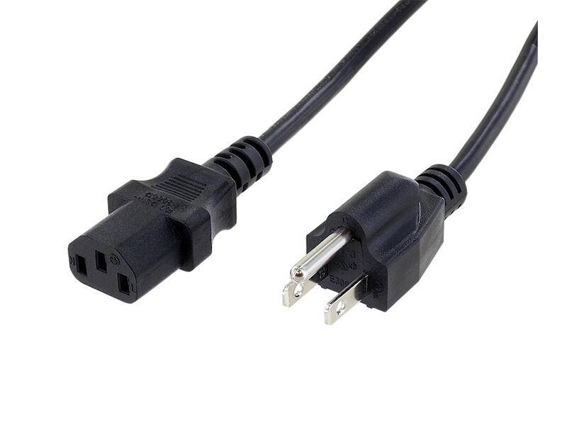 econ connect Kaltgerätenetzkabel USA Netzstecker mit Erdungspol auf Kaltgeräte Buchse 2 m schwarz