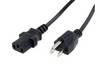 econ connect Kaltgerätenetzkabel USA Netzstecker mit Erdungspol auf Kaltgeräte Buchse 2 m schwarz