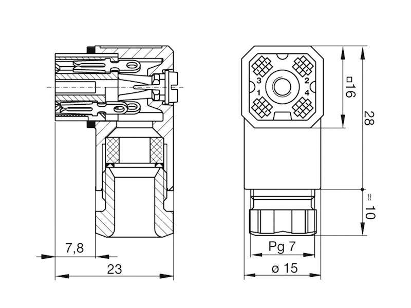 HIRSCHMANN Leitungsdose G 4 W 1 F schwarz-2