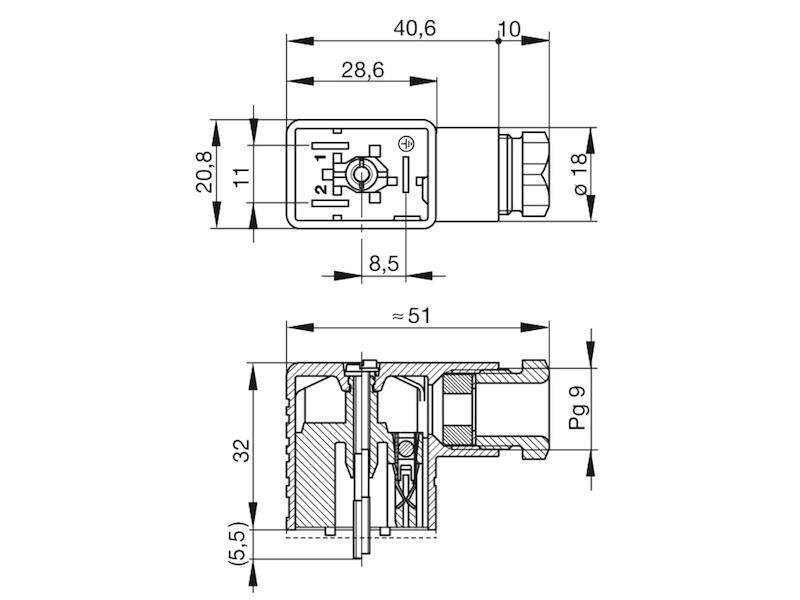 HIRSCHMANN GM 209 JN schwarz Leitungsdose 2 polig mit PG9 Verschraubung-2