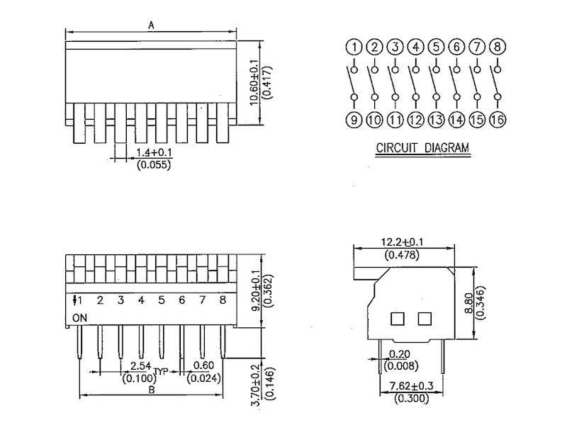 DIP-Schiebeschalter print Piano-Gehäuse Rastermaß 2,54 mm 6 polig rot-4