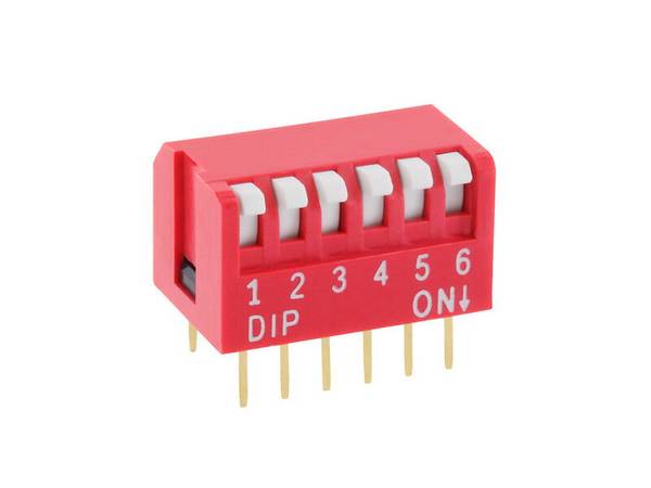 DIP-Schiebeschalter print Piano-Gehäuse Rastermaß 2,54 mm 6 polig rot