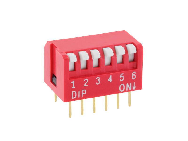 DIP-Schiebeschalter print Piano-Gehäuse Rastermaß 2,54 mm 6 polig rot-0