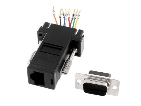 Adapter RJ45 Buchse 8 polig auf D-Sub Stecker 9 polig