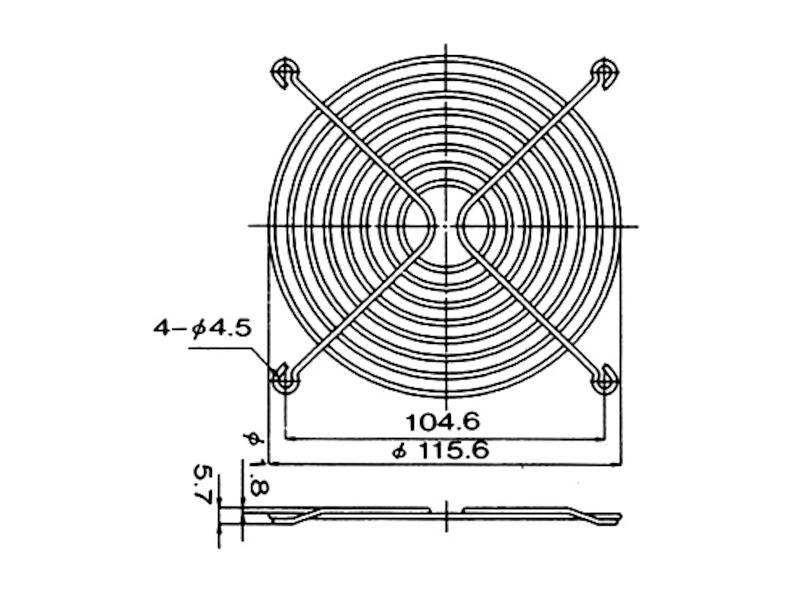 Schutzgitter 8 Ringe 119 x 119 mm Metall blank-1