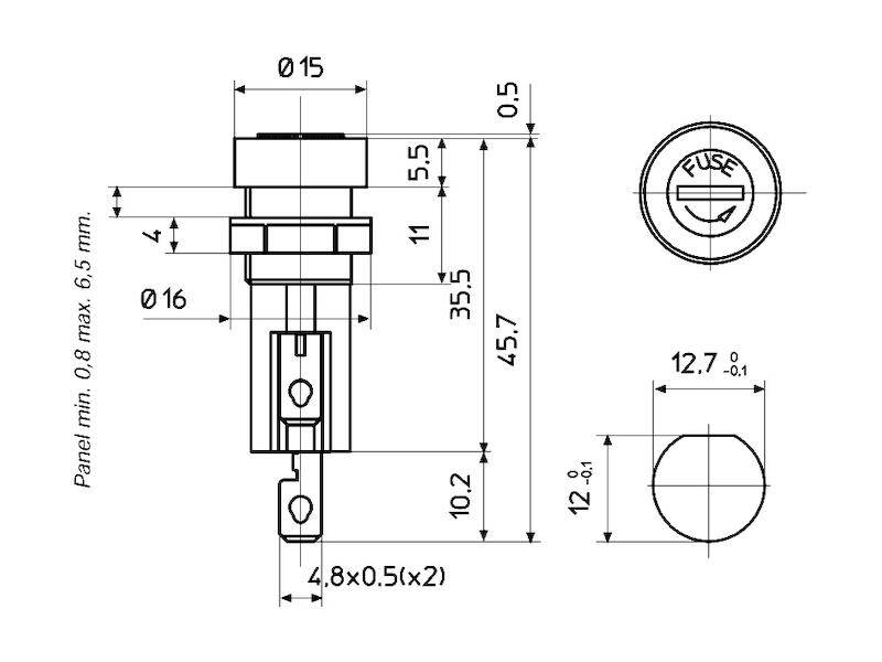 Sicherungshalter geschlossen für Sicherungen 5 x 20 mm-2