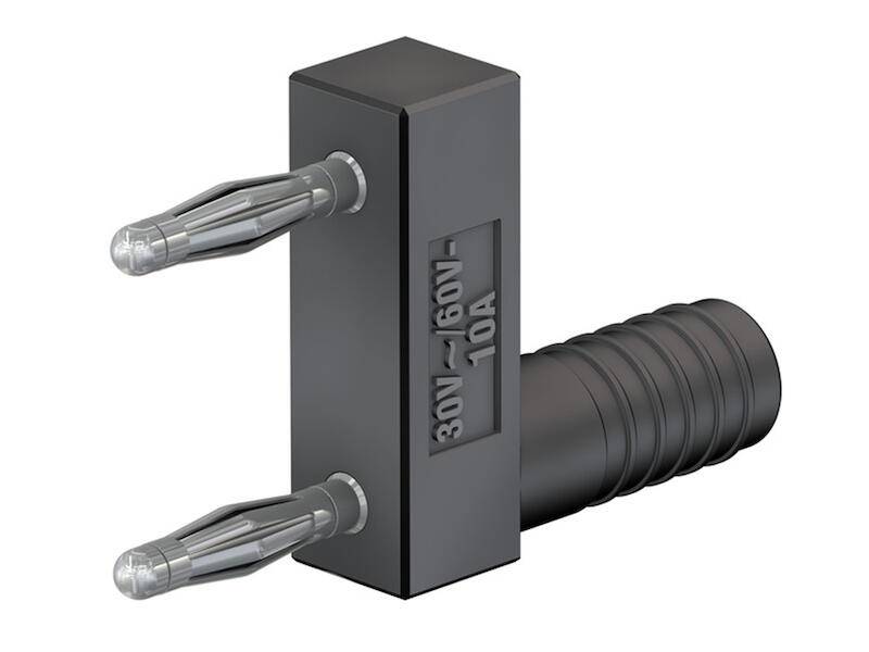 Stäubli KS2-12L/1SA/N Verbindungsstecker 2 mm schwarz vernickelt mit 2 mm Buchse-0