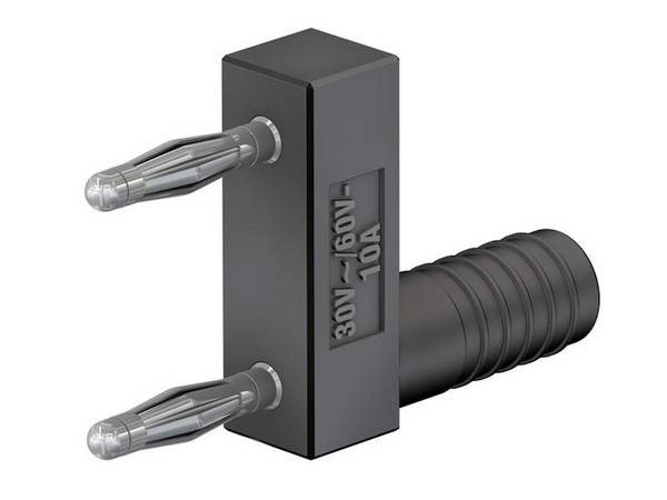 Stäubli KS2-12L/1SA/N Verbindungsstecker 2 mm schwarz vernickelt mit 2 mm Buchse