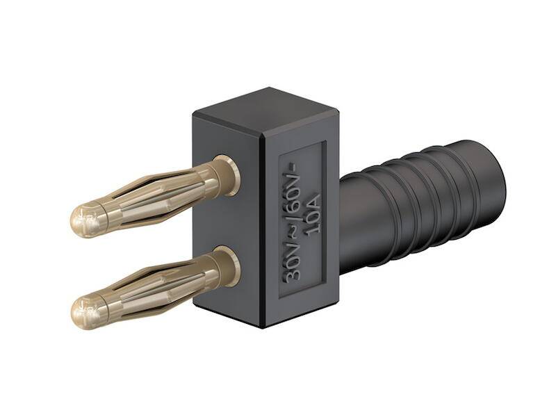 Stäubli KS2-5,08L/1A/A Verbindungsstecker 2 mm schwarz vergoldet mit 2 mm Buchse-0