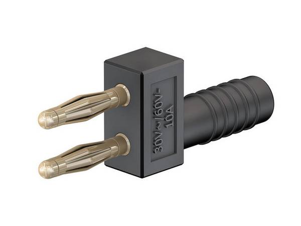 Stäubli KS2-5,08L/1A/A Verbindungsstecker 2 mm schwarz vergoldet mit 2 mm Buchse
