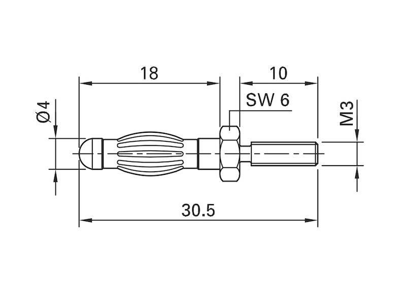 Stäubli 4 mm Bananenstecker Gold, Kontakt vergoldet / 50A, Schraubanschluss-2